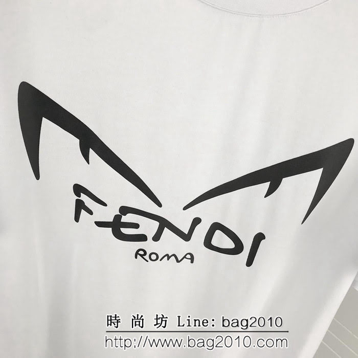 FENDI芬迪 19ss早春新款短袖 小怪獸字母印花圖案 定制絲光面料 高版本情侶款 ydi2168